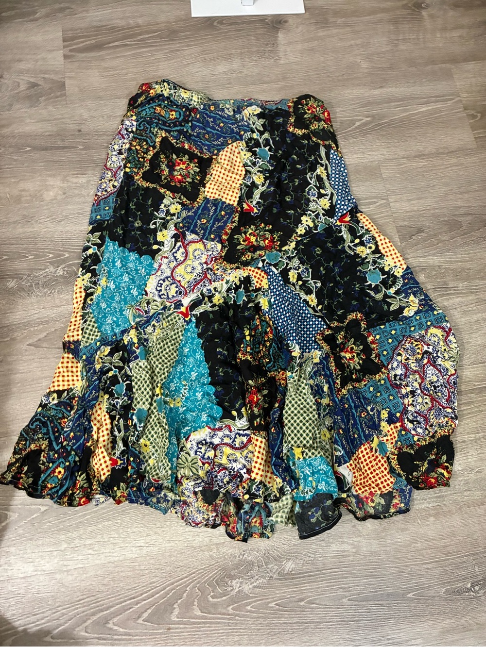 The Pyramid Collection Patchwork Maxi Skirt - Boho Vintage skirt - 100% rayon